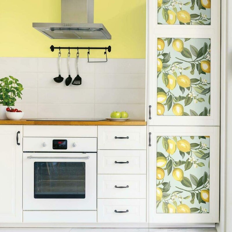 RoomMates RMK11656WP Lemon Zest Yellow and Teal Peel and Stick Wallpaper - Image 3